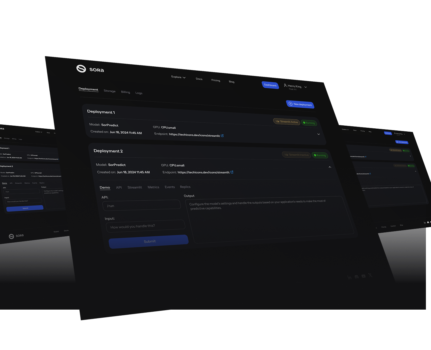 Sora Cloud platform dashboard